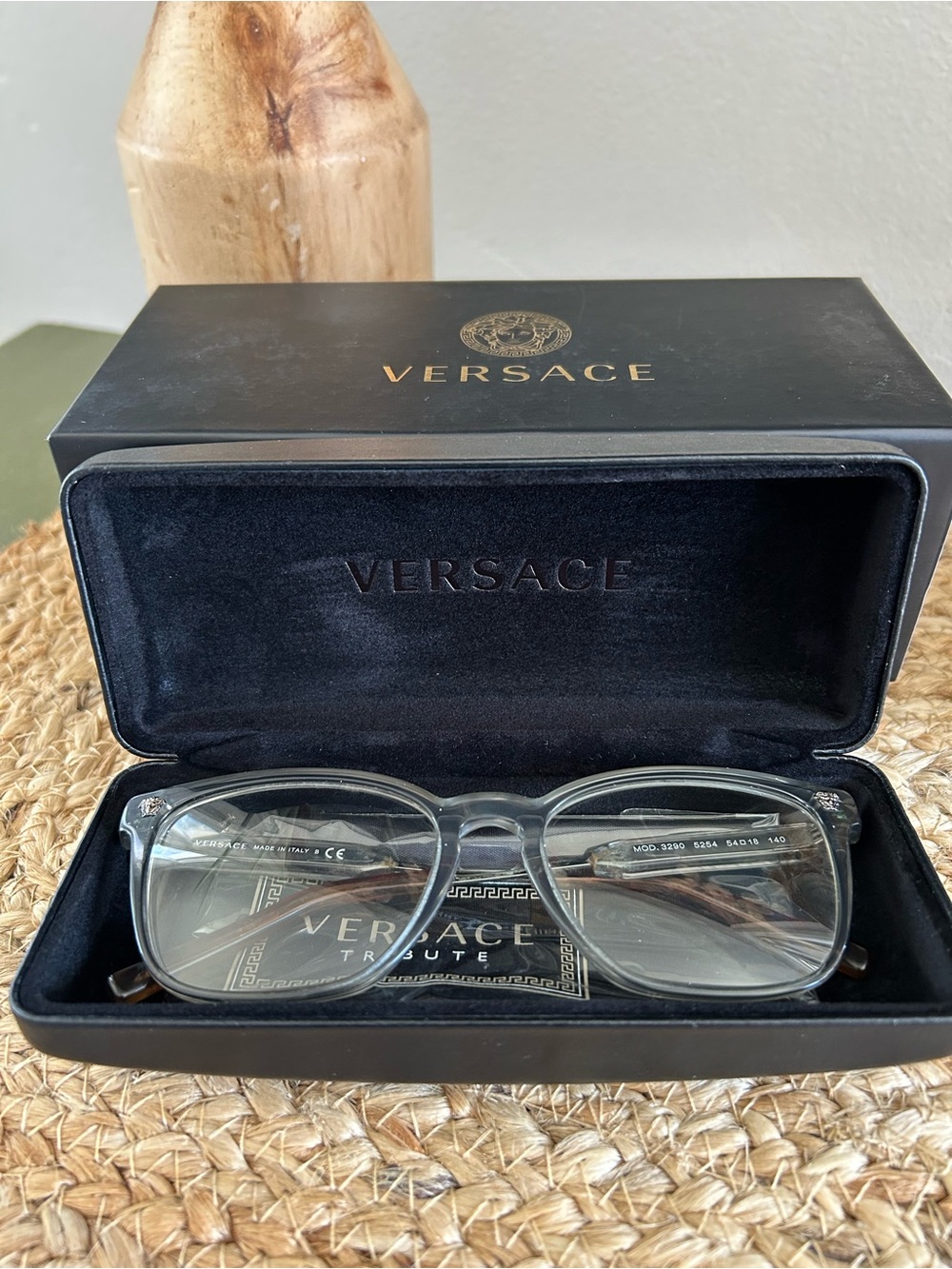 Versace Transparent Clear Frame Men's Glasses